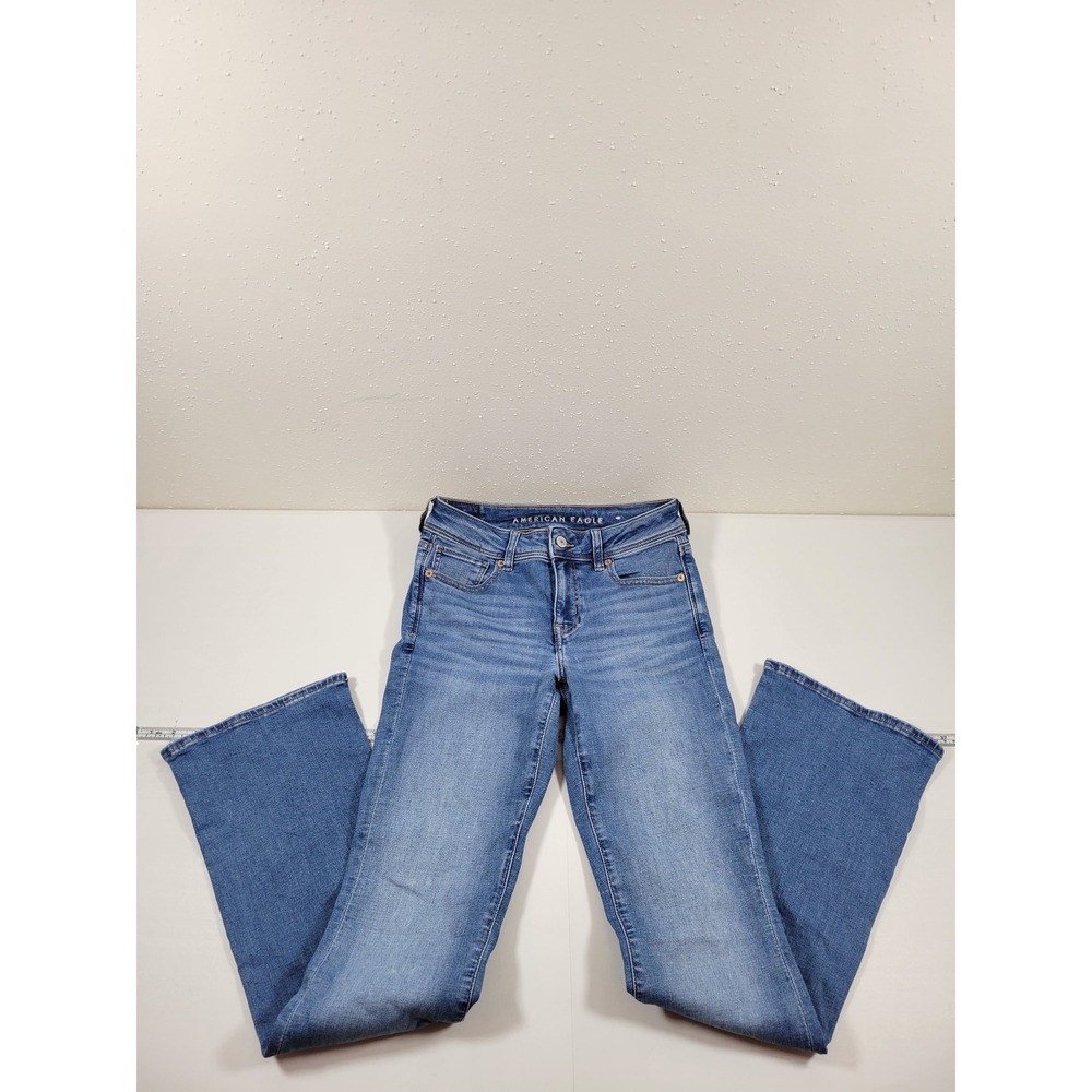 American Eagle Kick Boot Jeans Womens 2 Blue Excellent Next Level Stretch 0740